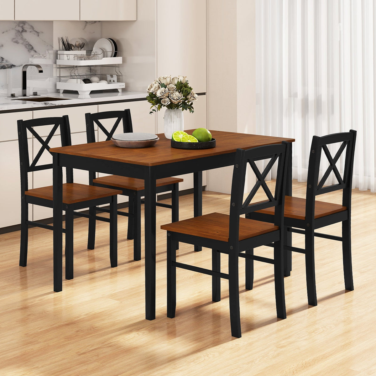 5 Piece Dining Table Set with Rectangular Kitchen Table and 4 Chairs
