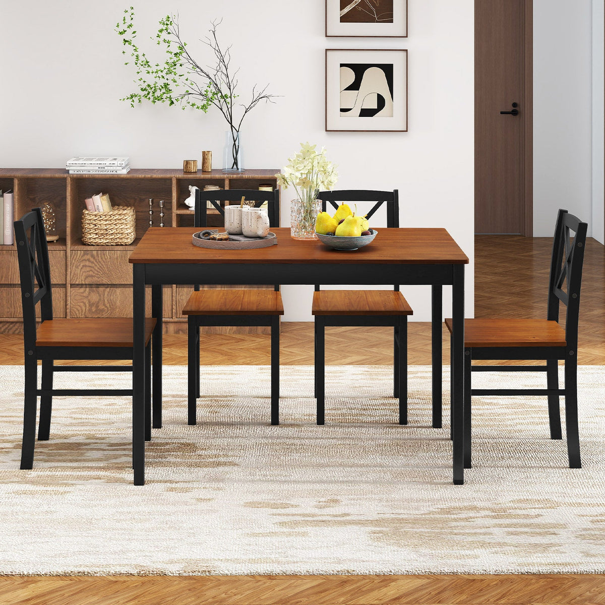 5 Piece Dining Table Set with Rectangular Kitchen Table and 4 Chairs