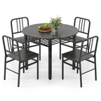 5-Piece Round Dining Table Set with Storage Shelf for Dining Room