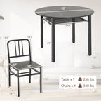 5-Piece Round Dining Table Set with Storage Shelf for Dining Room