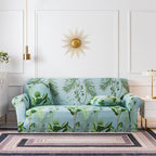 Elastic Plain Floral Printing  Sofa Cover Stretch for Living Room Couch Cover Chair Protector 1/2/3/4 Seater Printed Couch Cover for 3 Cushion Couch  Floral Pattern Sofa Cover with Separate Cushion Cover Pieces Stretch Sofa Slipcover