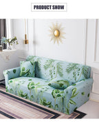 Elastic Plain Floral Printing  Sofa Cover Stretch for Living Room Couch Cover Chair Protector 1/2/3/4 Seater Printed Couch Cover for 3 Cushion Couch  Floral Pattern Sofa Cover with Separate Cushion Cover Pieces Stretch Sofa Slipcover