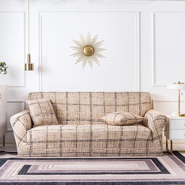 Elastic Plain Floral Printing  Sofa Cover Stretch for Living Room Couch Cover Chair Protector 1/2/3/4 Seater Printed Couch Cover for 3 Cushion Couch  Floral Pattern Sofa Cover with Separate Cushion Cover Pieces Stretch Sofa Slipcover