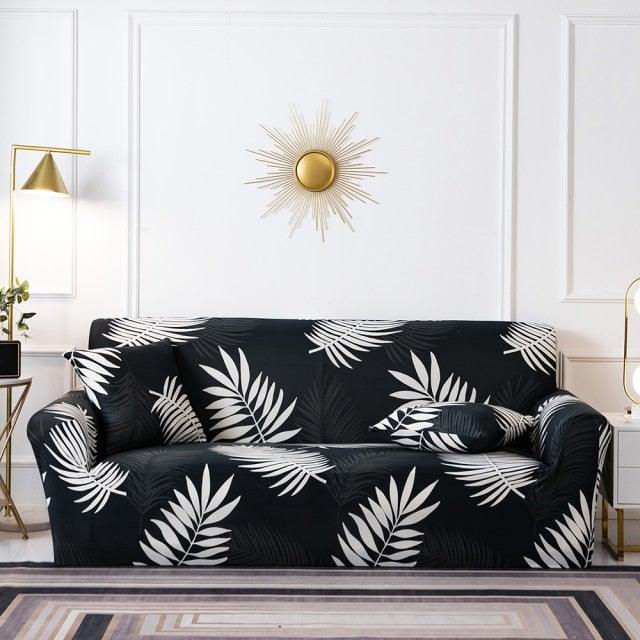 Elastic Plain Floral Printing  Sofa Cover Stretch for Living Room Couch Cover Chair Protector 1/2/3/4 Seater Printed Couch Cover for 3 Cushion Couch  Floral Pattern Sofa Cover with Separate Cushion Cover Pieces Stretch Sofa Slipcover