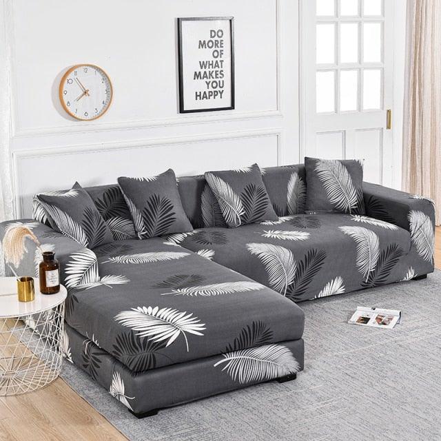 Sofa Cover Geometric Couch Cover Elastic Sofa Cover for Living Room Pets Corner L Shaped Chaise Longue Sofa Slipcover Shaped Sofa Slipcovers with Elastic Bottom, Jacquard Chaise Lounge Set for Living Room