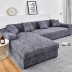 Sofa Cover Geometric Couch Cover Elastic Sofa Cover for Living Room Pets Corner L Shaped Chaise Longue Sofa Slipcover Shaped Sofa Slipcovers with Elastic Bottom, Jacquard Chaise Lounge Set for Living Room