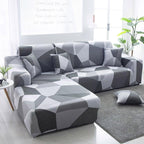 Sofa Cover Geometric Couch Cover Elastic Sofa Cover for Living Room Pets Corner L Shaped Chaise Longue Sofa Slipcover Shaped Sofa Slipcovers with Elastic Bottom, Jacquard Chaise Lounge Set for Living Room