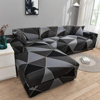 Sofa Cover Geometric Couch Cover Elastic Sofa Cover for Living Room Pets Corner L Shaped Chaise Longue Sofa Slipcover Shaped Sofa Slipcovers with Elastic Bottom, Jacquard Chaise Lounge Set for Living Room